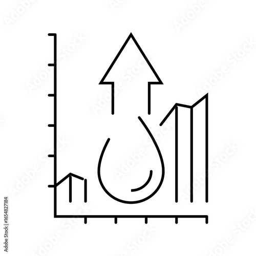 water consumption rise line icon vector illustration