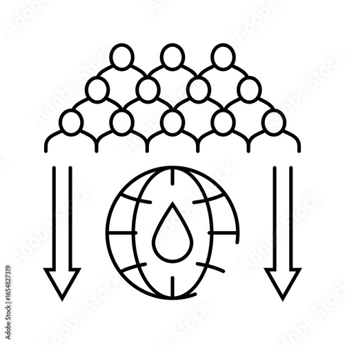 population pressure natural resources line icon vector illustration
