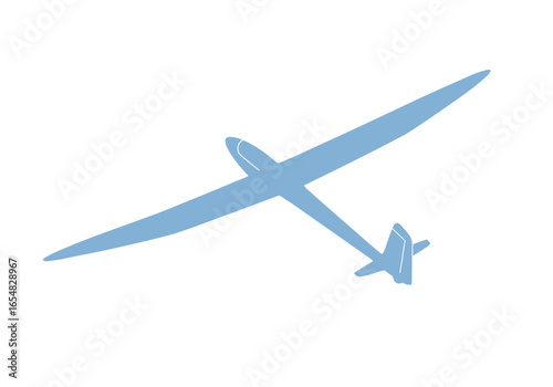 Light Blue Glider Airplane in Flight Top View.