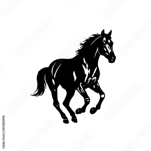 Wallpaper Mural Dynamic black silhouette of a powerful galloping horse, an elegant stallion running with freedom. Torontodigital.ca