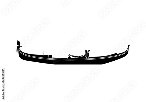 Classic Venetian Gondola Silhouette with Gondolier.