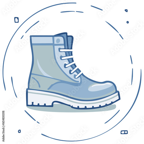 Stylish Blue Laceup Boot Adventure Footwear with Grunge Accents