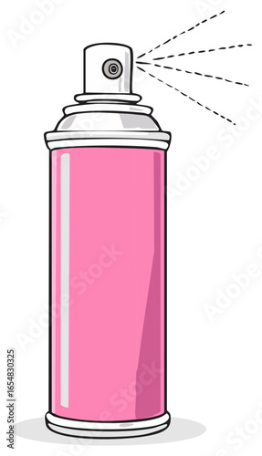 Pink Aerosol Can Spraying Vector Illustration Beauty Supply Design Element
