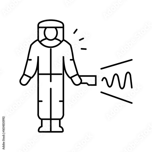 person holding geiger counter contaminated zone line icon vector illustration