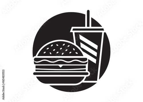 A fast food silhouette black vector white background