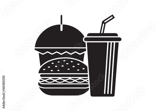 A fast food silhouette black vector white background