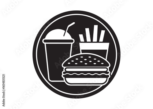 A fast food silhouette black vector white background