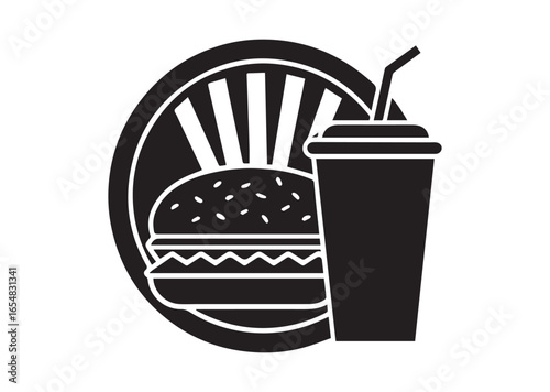 A fast food silhouette black vector white background