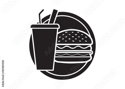 A fast food silhouette black vector white background