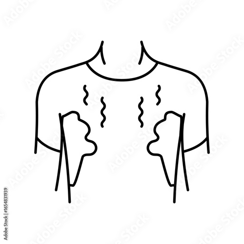 sweating odor adolescence puberty line icon vector illustration