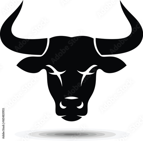 Vector art of black bull head silhouette isolated on white background