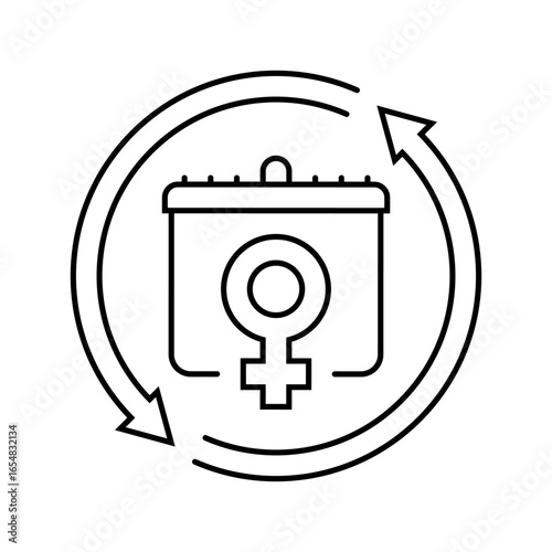 menstrual cycle adolescence puberty line icon vector illustration