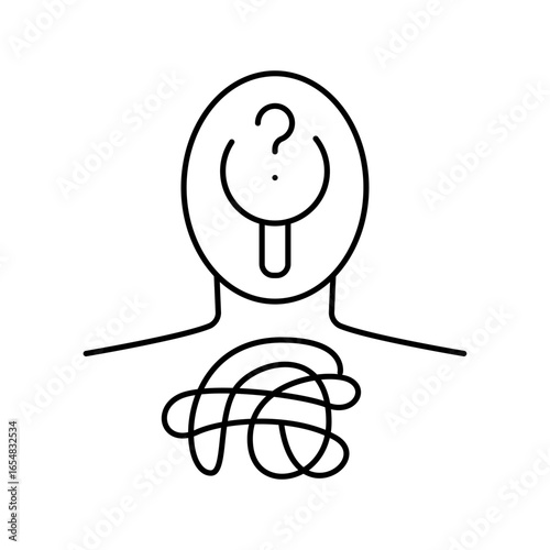 self esteem struggles adolescence puberty line icon vector illustration
