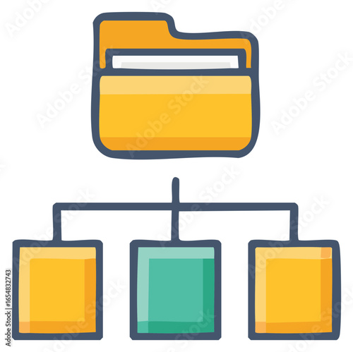Computer File Structure Illustrative Design Showing Data Hierarchy and Folder Organization