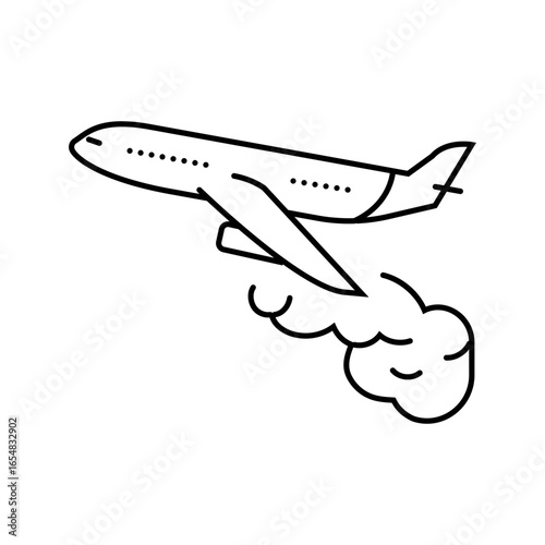airplane leaving trail air pollution line icon vector illustration
