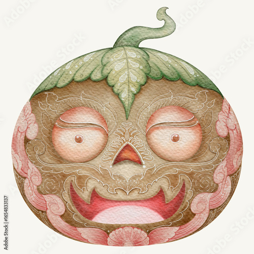 Watercolor Halloween pumpkin cartoon illustration with bright colors  Perfect for seasonal decorations, event promotions, and spooky celebrations.
