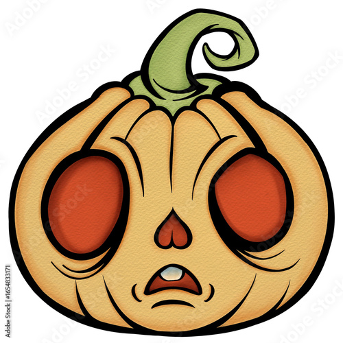 Watercolor Halloween pumpkin cartoon illustration with bright colors  Perfect for seasonal decorations, event promotions, and spooky celebrations.