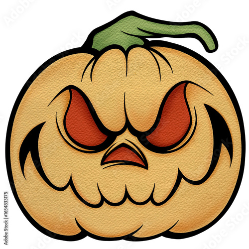 Watercolor Halloween pumpkin cartoon illustration with bright colors  Perfect for seasonal decorations, event promotions, and spooky celebrations.