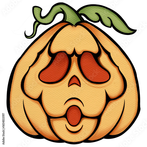 Watercolor Halloween pumpkin cartoon illustration with bright colors  Perfect for seasonal decorations, event promotions, and spooky celebrations.