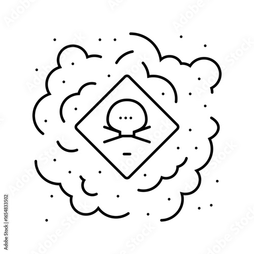 toxic gas air pollution line icon vector illustration