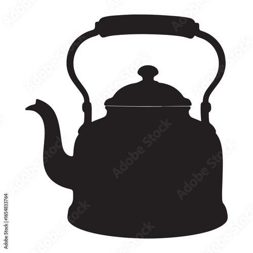 Vintage Retro Tea Kettle Silhouette Vector Illustration