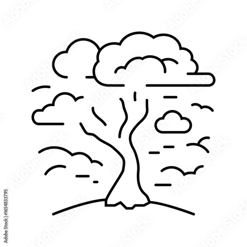 dead withered tree under polluted sky line icon vector illustration