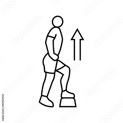 ankle stretch step functional fitness line icon vector illustration
