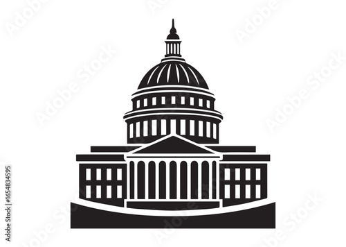 Capitol building silhouette black vector white background
