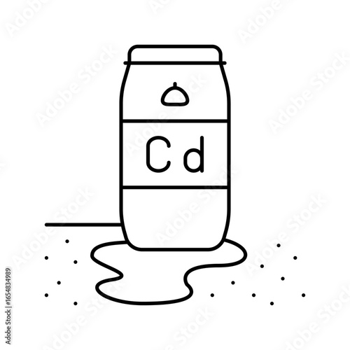 leaking barrels cadmium contaminating soil line icon vector illustration