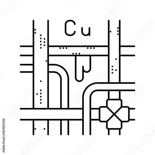 rusted copper pipes leaking heavy metals water supply line icon vector illustration