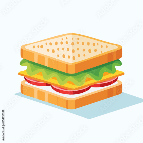 Colorful Isometric Sandwich Illustration