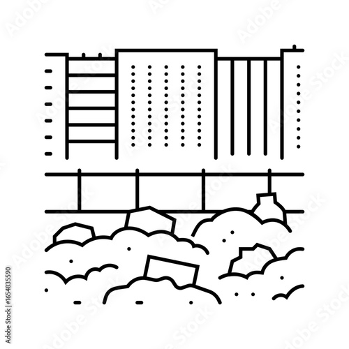 toxic metals e waste affecting urban environments line icon vector illustration
