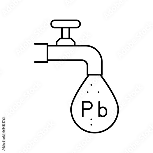 high levels lead citys drinking water due old pipes line icon vector illustration