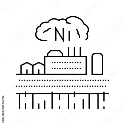 agricultural fields contaminated nickel nearby factories line icon vector illustration