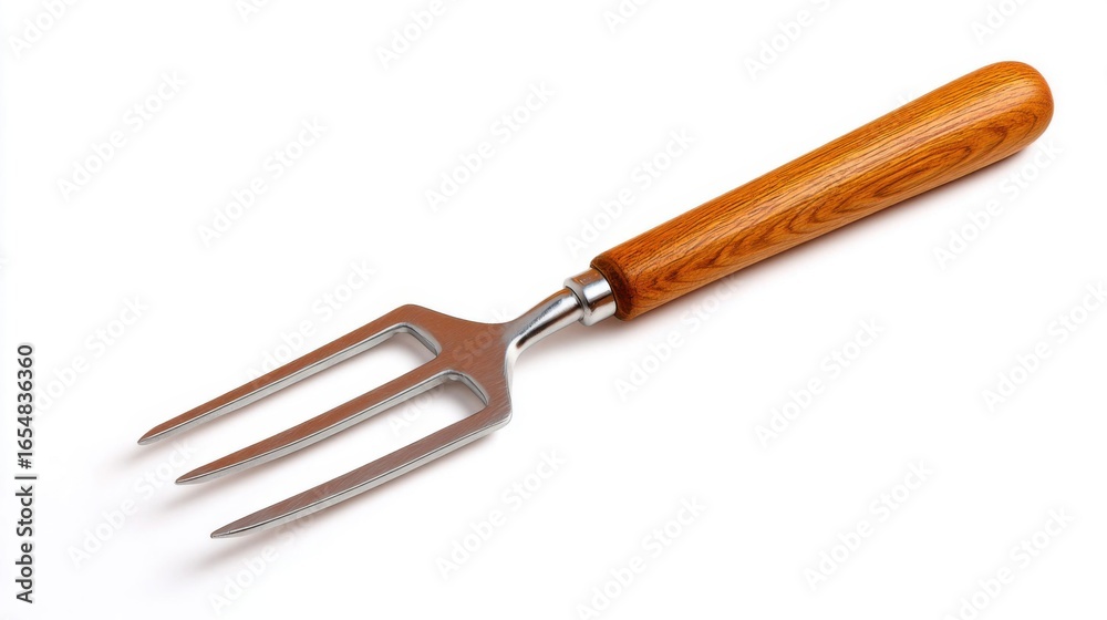 Fototapeta premium Metal Garden Fork with Wooden Handle for Soil Cultivation and Gardening Tasks