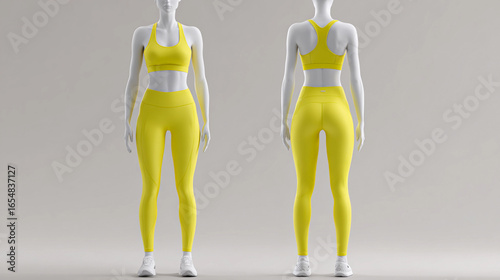 Yellow sportwear for women 3d model front and back