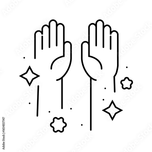 hands raised inclusive fitness line icon vector illustration