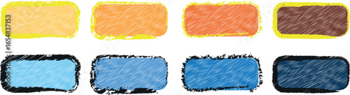 Creative Decorative Frame Set with Brush Borders and Scallop Shapes in Rectangle  Formats for Modern Graphic Design in Scribed Brush Vector