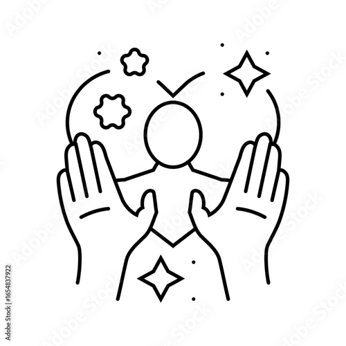 gratitude reflection inclusive fitness line icon vector illustration