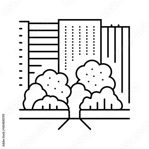 green space city urbanization line icon vector illustration