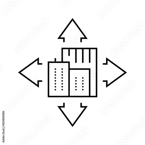 expanding city urbanization line icon vector illustration