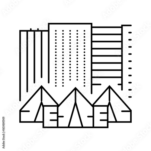 homelessness urban area urbanization line icon vector illustration