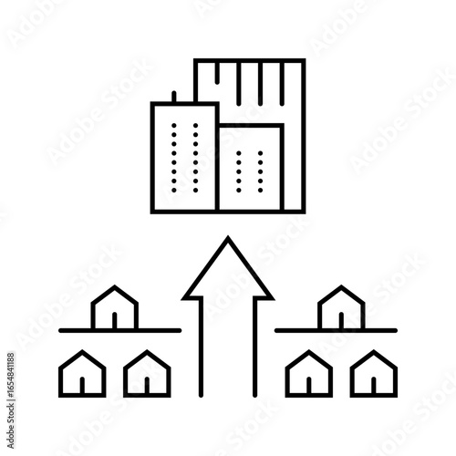 urban migration arrows line icon vector illustration