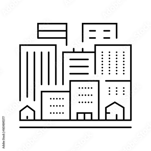 urban housing complex urbanization line icon vector illustration