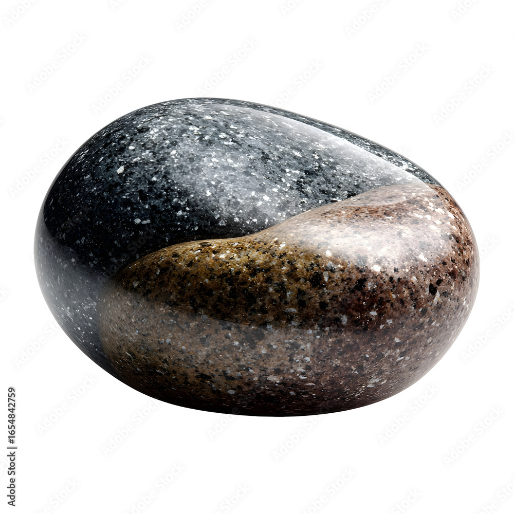 Obraz premium Polished river stone, isolated on transparent background