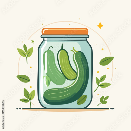 Pickled Cucumbers In Glass Jar