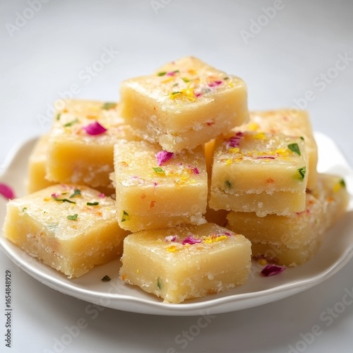Pale Yellow Floral Fudge Stack Close-up Composition