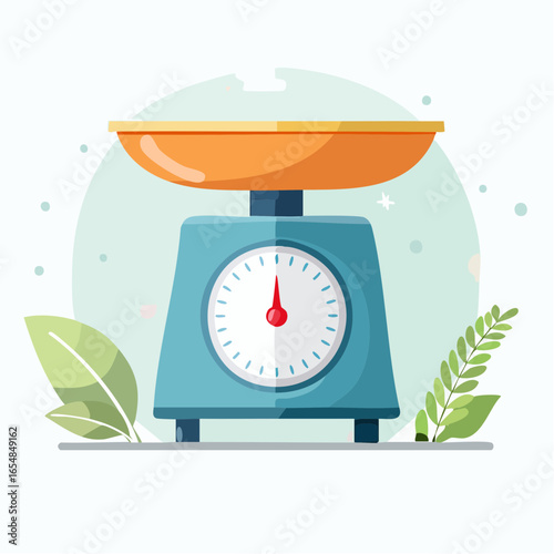 Orange And Blue Kitchen Scale Illustration
