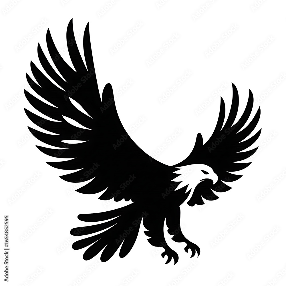 Fototapeta premium Flying Eagle Silhouette – Black Bird Vector Illustration