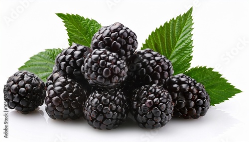 black raspberries isolated on white background american food